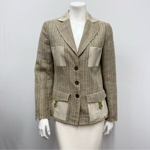 Holland & Holland Linen &‎ Eel Skin Jacket Hunting Style High Quality Size 38 4